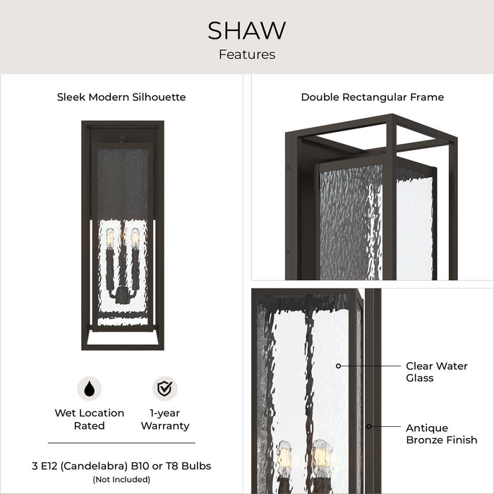 Progress Lighting - P560412-020 - Three Light Outdoor Wall Mount - Shaw - Antique Bronze