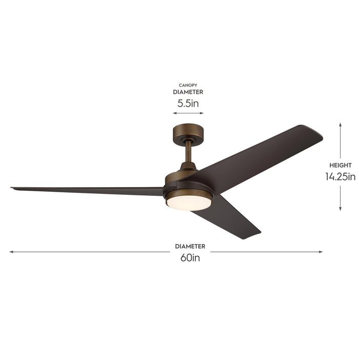 Progress Lighting - P250128-215-30 - 60" Ceiling Fan - Velto - Heritage Brushed Bronze