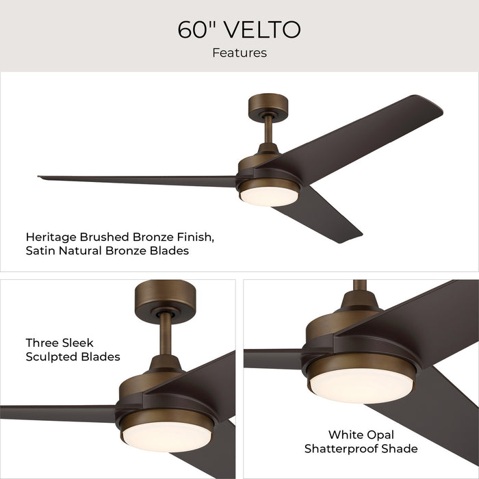 Progress Lighting - P250128-215-30 - 60" Ceiling Fan - Velto - Heritage Brushed Bronze