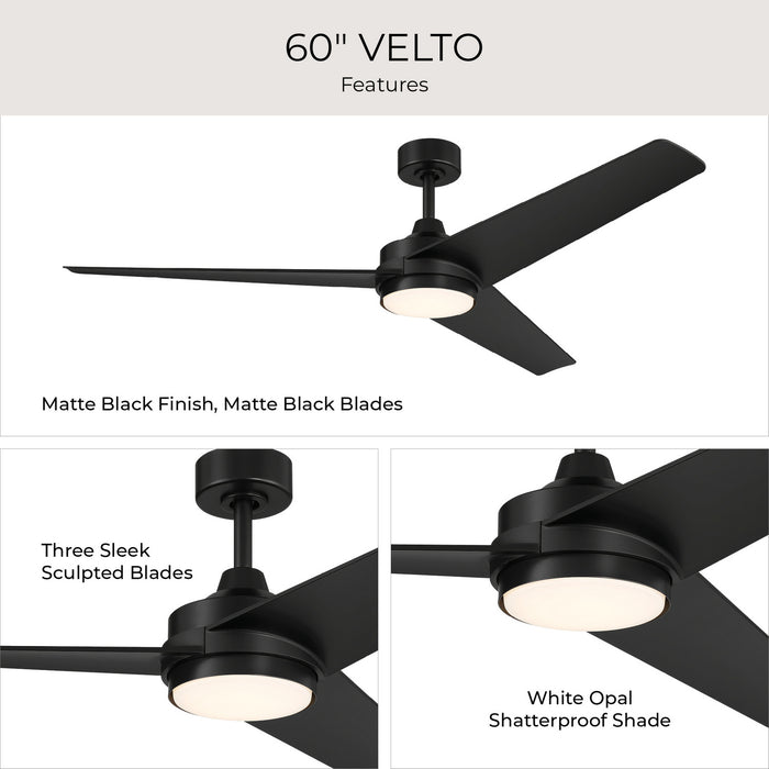 Progress Lighting - P250128-31M-30 - 60" Ceiling Fan - Velto - Matte Black