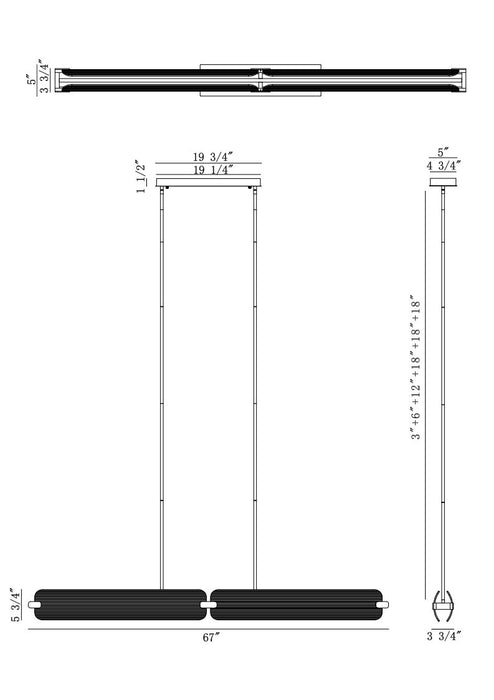 Eurofase - 50057-023 - LED Linear Chandelier - Neoness - Weathered Brass