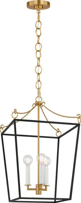 Visual Comfort Studio - KSC1183MBK - Three Light Lantern - Carlyle - Midnight Black/Burnished Brass