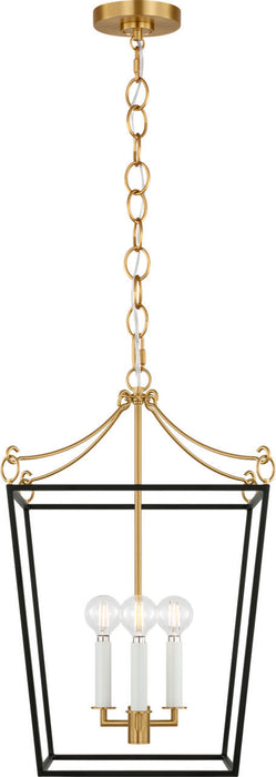 Visual Comfort Studio - KSC1183MBK - Three Light Lantern - Carlyle - Midnight Black/Burnished Brass