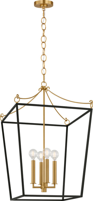 Visual Comfort Studio - KSC1174MBK - Four Light Lantern - Carlyle - Midnight Black/Burnished Brass