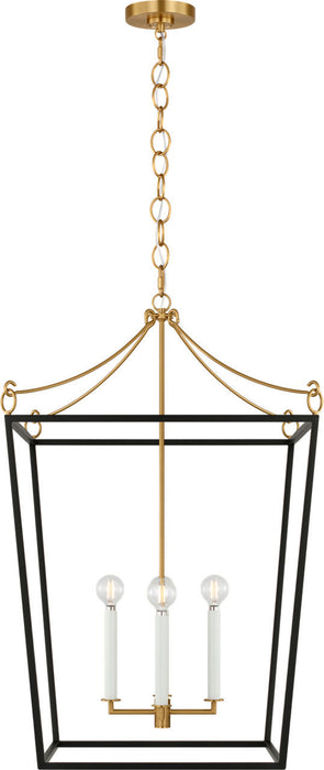 Visual Comfort Studio - KSC1194MBK - Four Light Lantern - Carlyle - Midnight Black/Burnished Brass