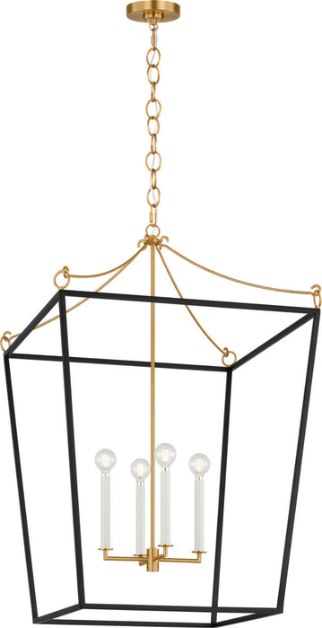 Visual Comfort Studio - KSC1204MBK - Four Light Lantern - Carlyle - Midnight Black/Burnished Brass