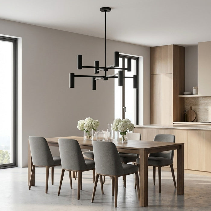 Generation Lighting - GLC2068MBK - Eight Light Chandelier - Zentro - Midnight Black