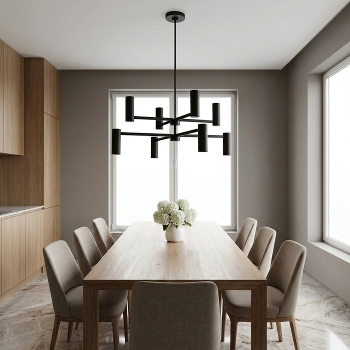 Generation Lighting - GLC2068MBKE - Eight Light Chandelier - Zentro - Midnight Black