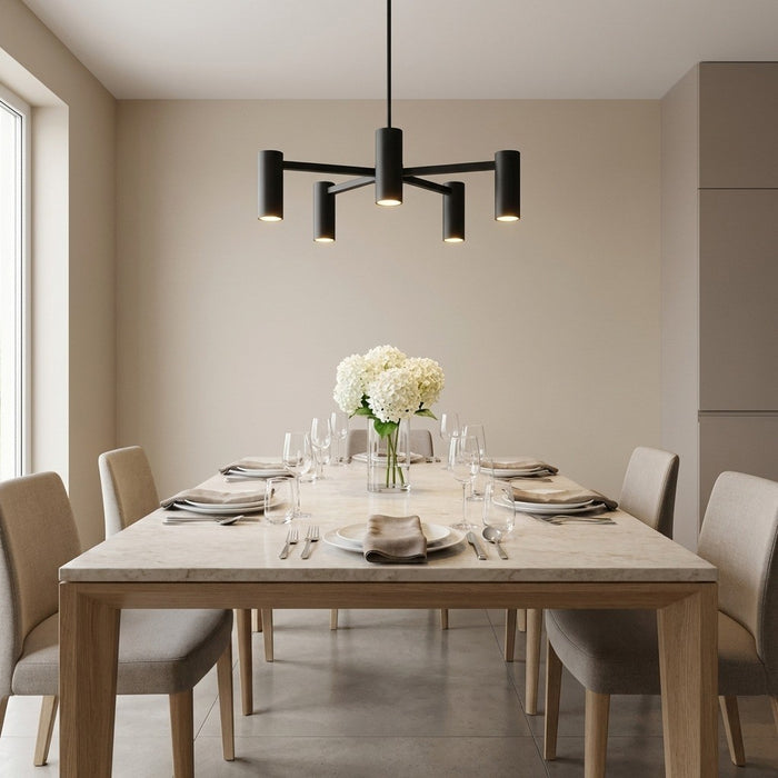 Generation Lighting - GLC2055MBK - Five Light Chandelier - Zentro - Midnight Black