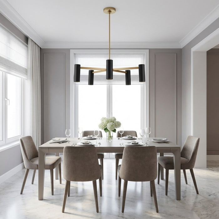 Generation Lighting - GLC2055SB - Five Light Chandelier - Zentro - Satin Brass