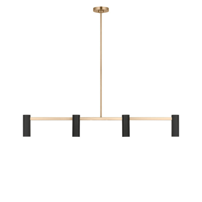 Generation Lighting - GLC2074SB - Four Light Linear Chandelier - Zentro - Satin Brass