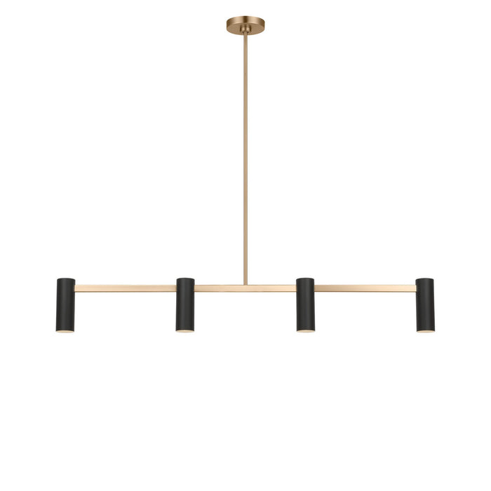 Generation Lighting - GLC2074SBE - Four Light Linear Chandelier - Zentro - Satin Brass