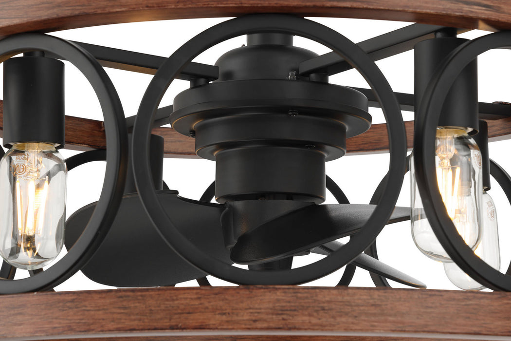 Hunter - 50105 - 22" Fandelier - Haven Fandelier - Matte Black