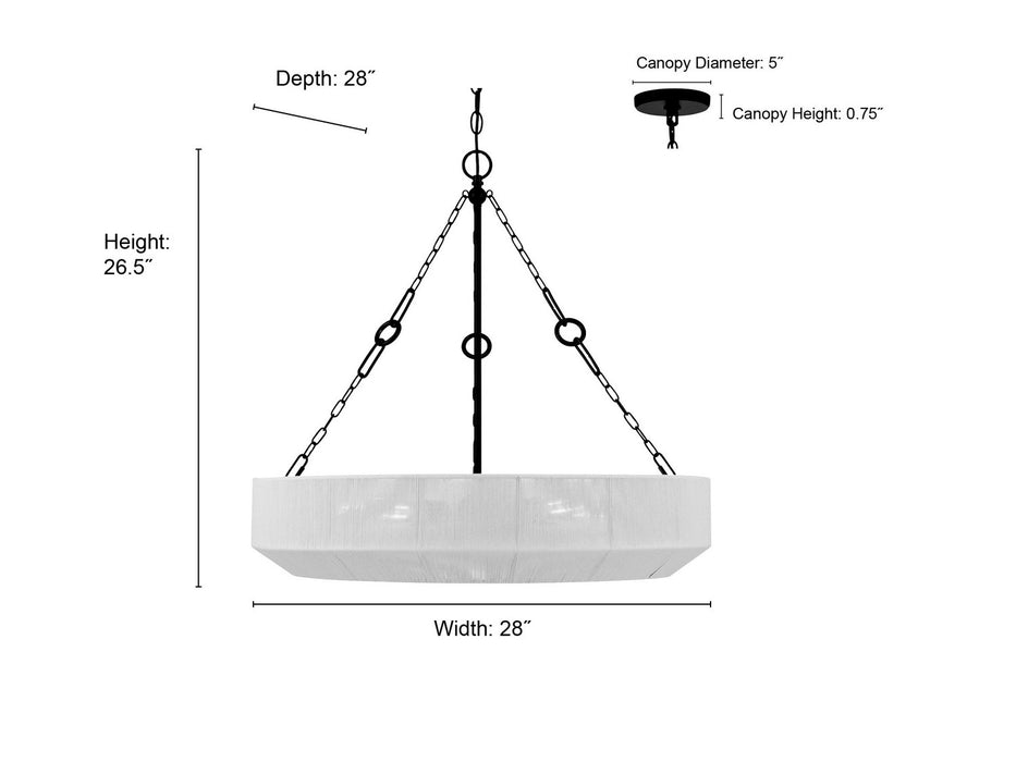 Millennium - 206105-MB - Five Light Pendant - Tresselle - Matte Black