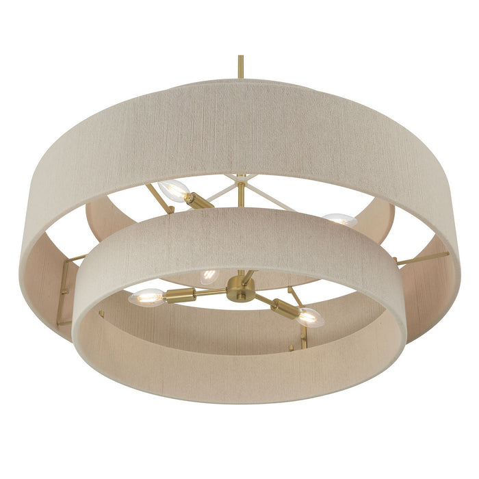 Millennium - 208106-VB - Six Light Pendant - Helbert - Vintage Brass