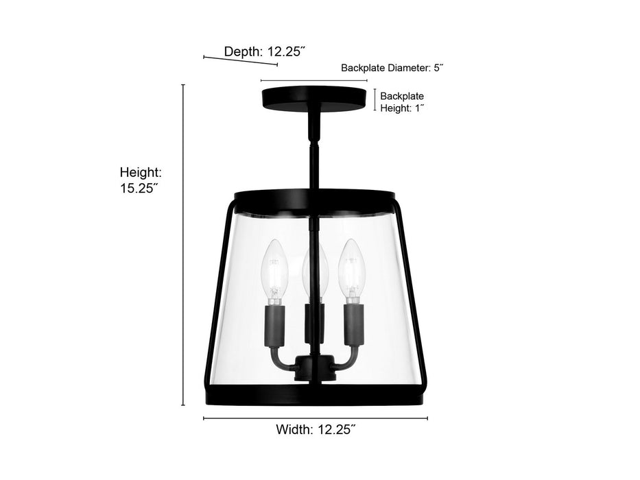 Millennium - 230103-VB - Three Light Semi-Flush Mount - Adabella - Vintage Brass