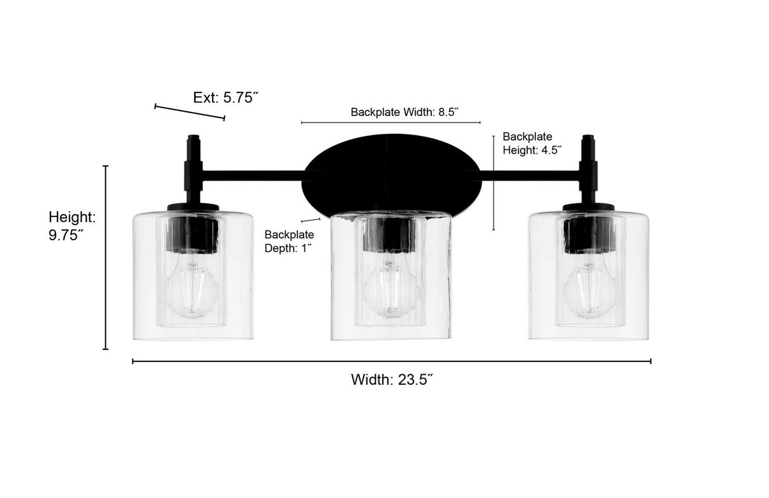 Millennium - 270103-MB - Three Light Vanity - Solventa - Matte Black