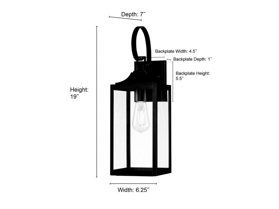 Millennium - 402101-PBK - One Light Lantern - Halston - Powder Coated Black