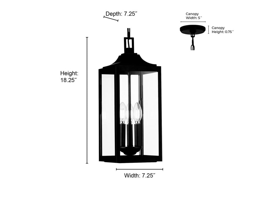 Millennium - 402103-PBK - Three Light Hanging Lantern - Halston - Powder Coated Black