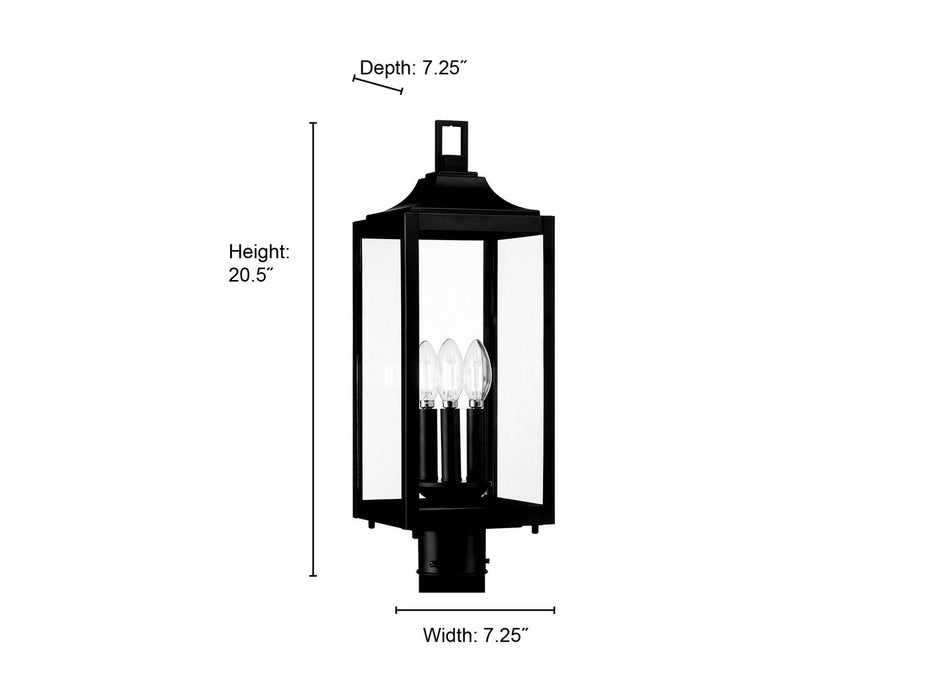 Millennium - 402303-PBK - Three Light Post Lantern - Halston - Powder Coated Black