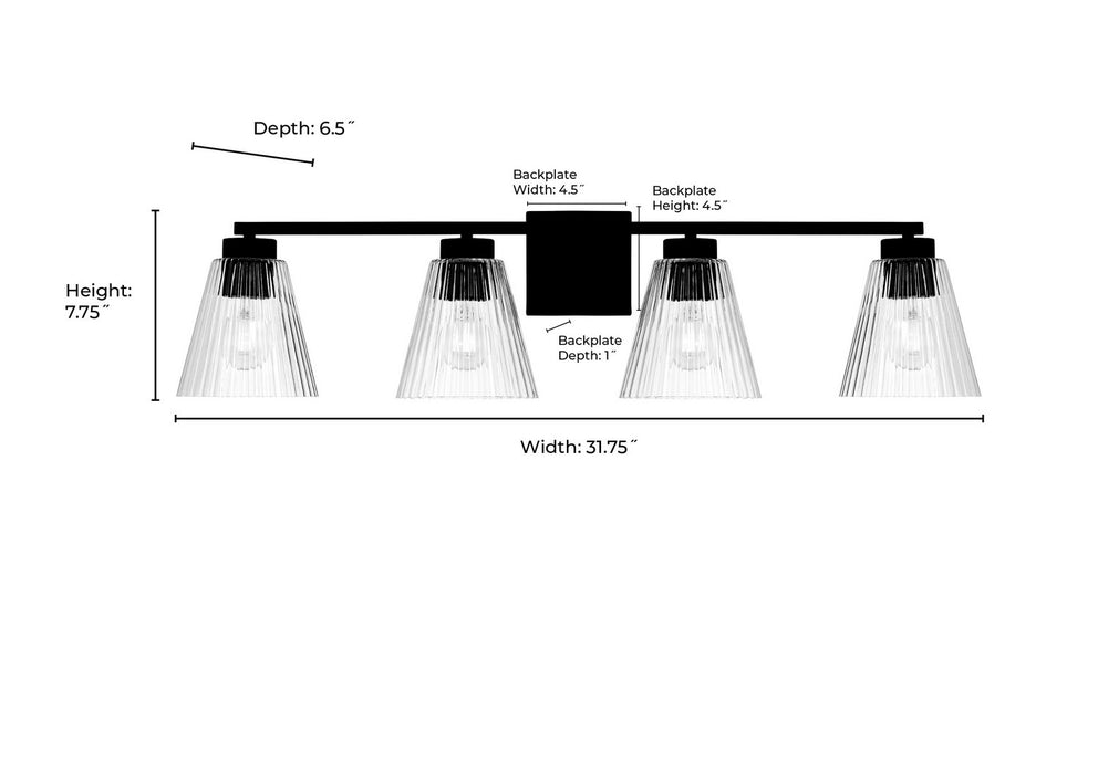 Millennium - 63004-VB - Four Light Vanity - Riville - Vintage Brass