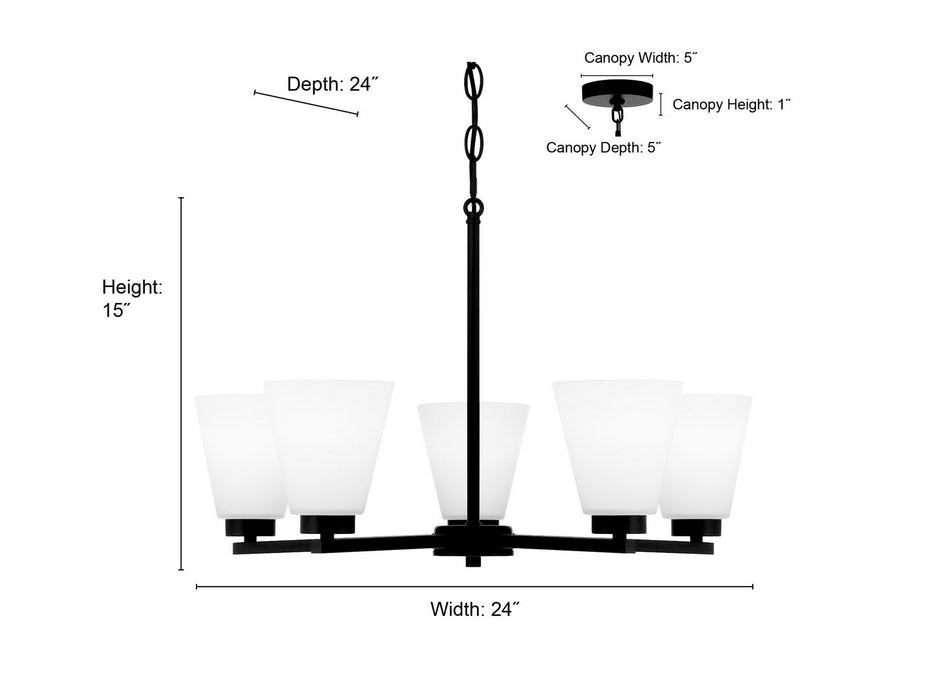 Millennium - 64105WG-MG - Five Light Chandelier - Strayhan - Modern Gold