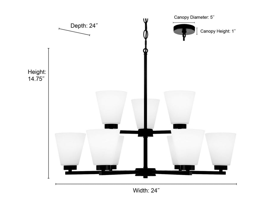 Millennium - 64109WG-BN - Nine Light Chandelier - Strayhan - Brushed Nickel