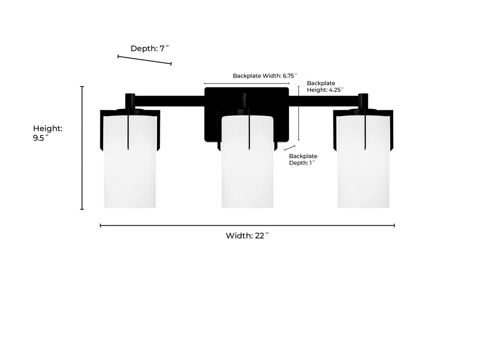 Millennium - 65003-MB - Three Light Vanity - Froselle - Matte Black