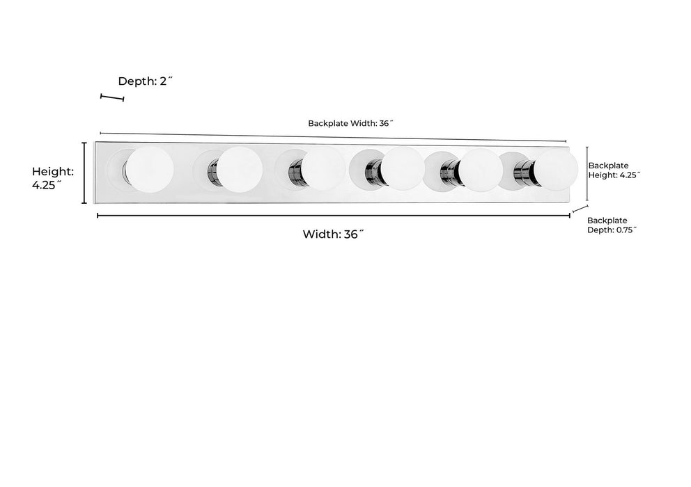 Millennium - 96106-CH - Six Light Bath Bar - Bellisse - Chrome