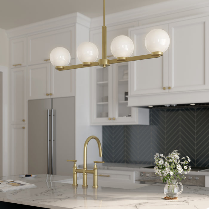 Millennium - 97104-VB - Four Light Linear Chandelier - Ardeva - Vintage Brass