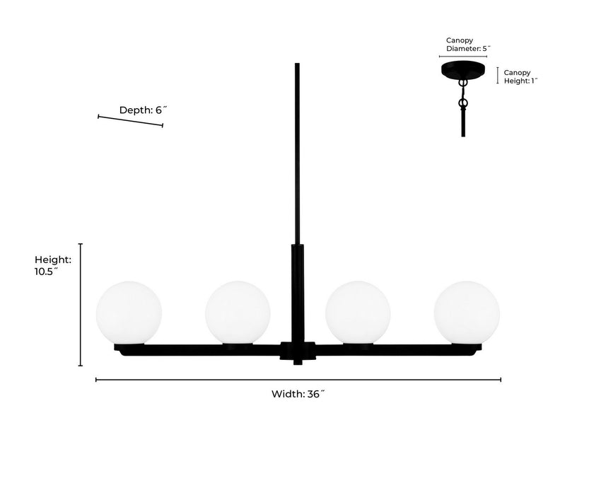 Millennium - 97104-VB - Four Light Linear Chandelier - Ardeva - Vintage Brass