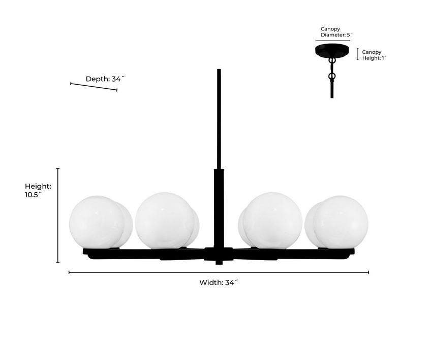 Millennium - 97108-MB - Eight Light Chandelier - Ardeva - Matte Black