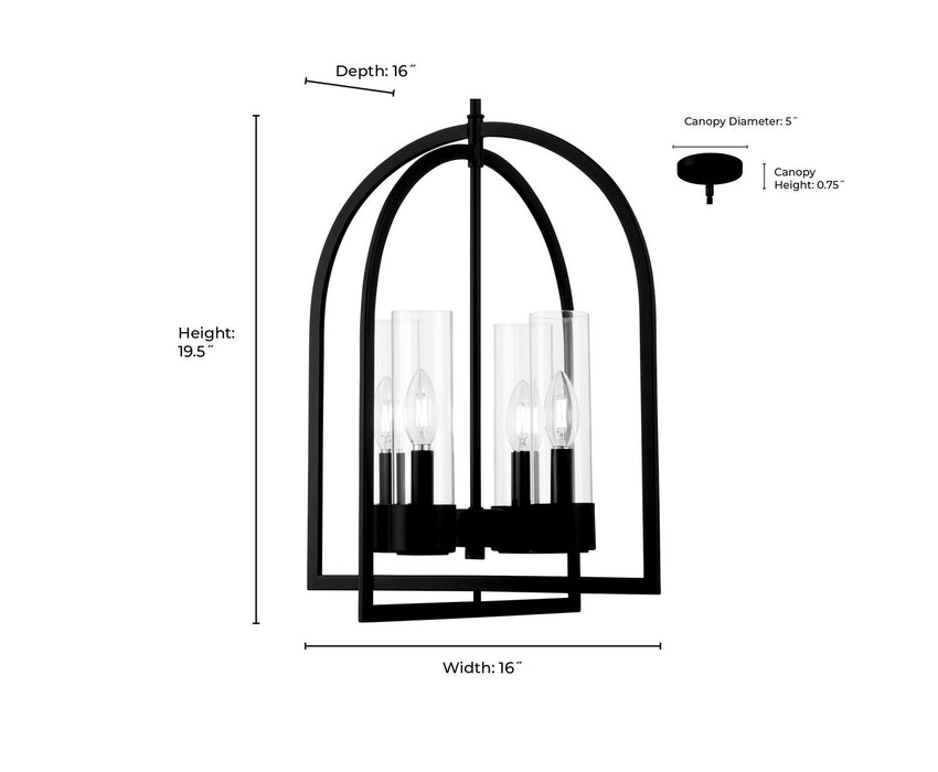 Millennium - 9904-MB - Four Light Pendant - Evandrel - Matte Black
