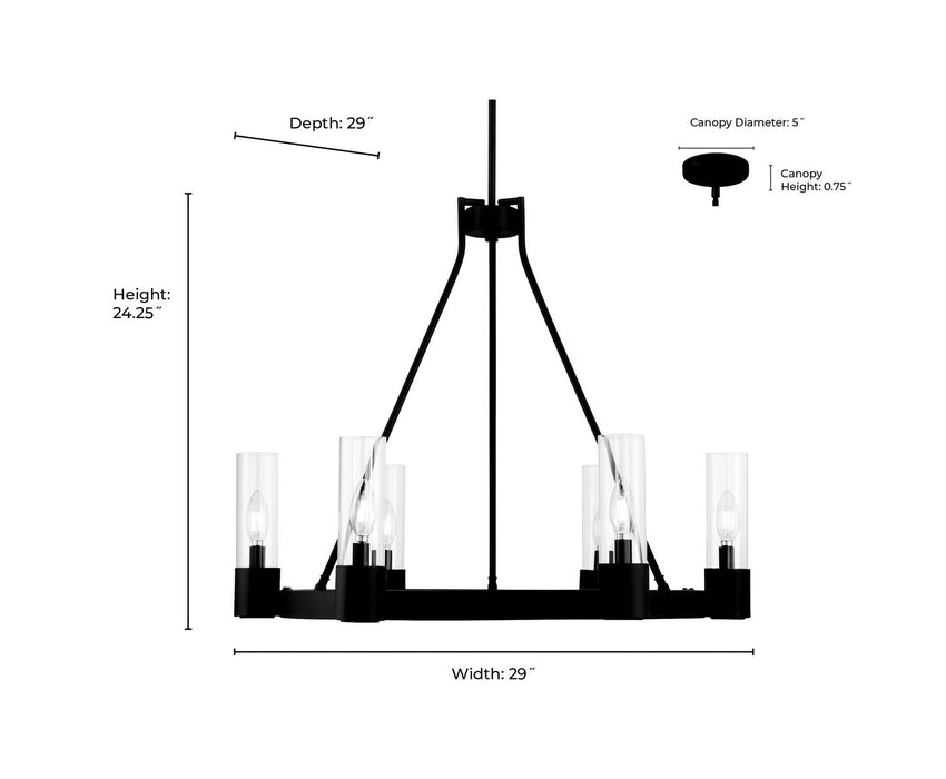 Millennium - 9906-MB - Six Light Chandelier - Evandrel - Matte Black