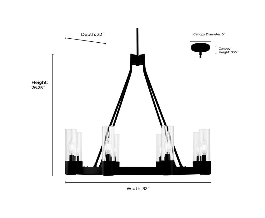 Millennium - 9908-MB - Eight Light Chandelier - Evandrel - Matte Black