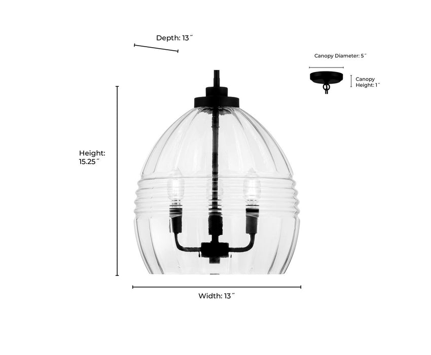 Millennium - 9983-MB - Three Light Pendant - Miravelle - Matte Black