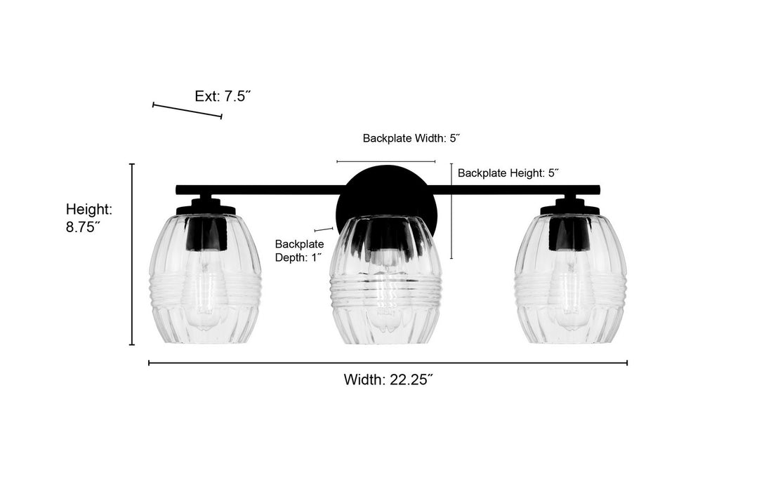 Millennium - 9993-VB - Three Light Vanity - Miravelle - Vintage Brass