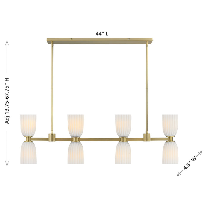 Savoy House - 1-1249-8-127 - Eight Light Linear Chandelier - Baldwin - Noble Brass