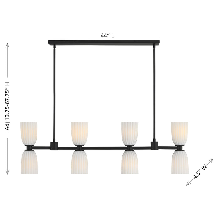 Savoy House - 1-1249-8-89 - Eight Light Linear Chandelier - Baldwin - Matte Black