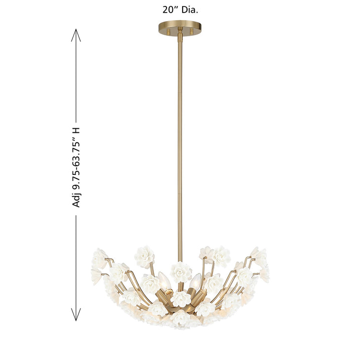 Savoy House - 1-2500-4-127 - Four Light Chandelier - Flores - Noble Brass