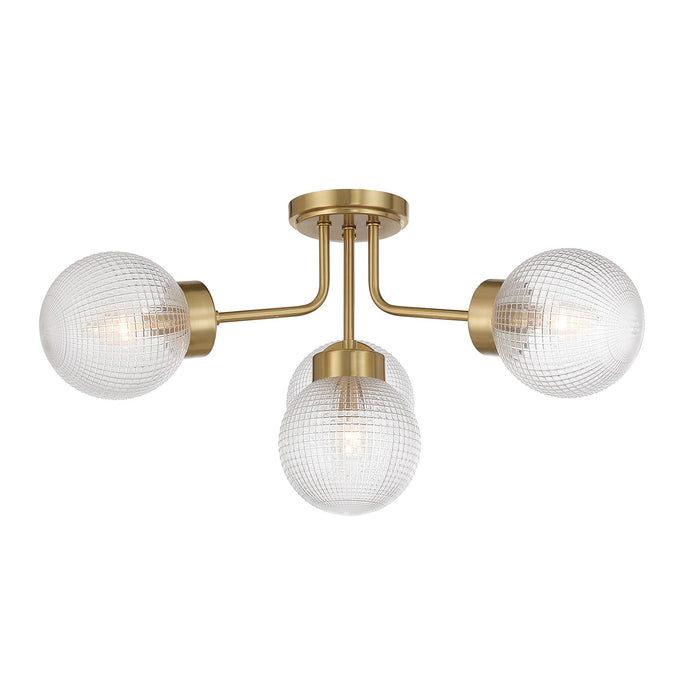 Savoy House - 6-3364-4-322 - Four Light Semi-Flush Mount - Coral - Warm Brass