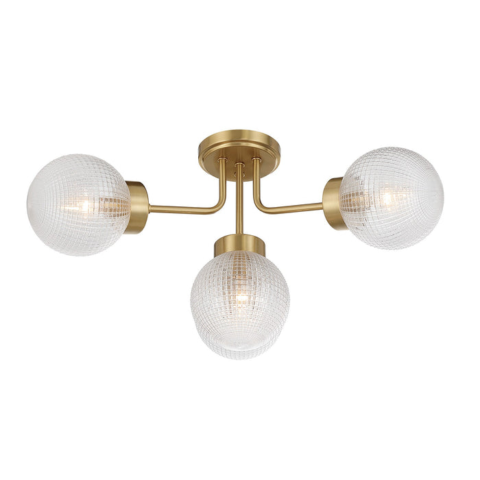 Savoy House - 6-3364-4-322 - Four Light Semi-Flush Mount - Coral - Warm Brass