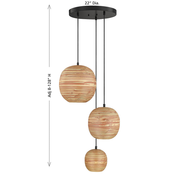 Savoy House - 7-2805-3-89 - Three Light Pendant - Pharr - Matte Black