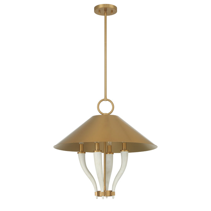 Savoy House - 7-6308-4-322 - Four Light Pendant - Hearne - Warm Brass