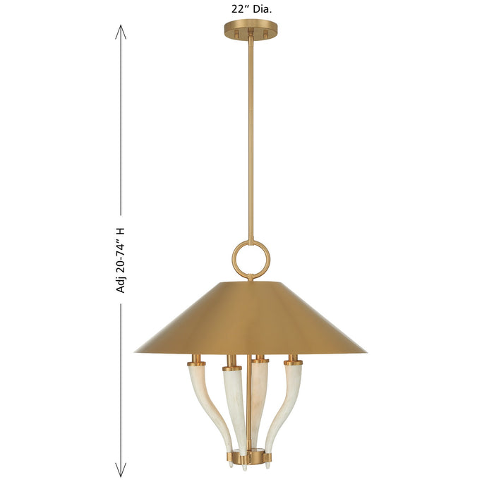Savoy House - 7-6308-4-322 - Four Light Pendant - Hearne - Warm Brass