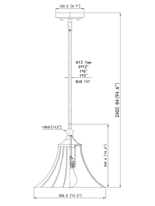 Z-Lite - 1958P12-MB - One Light Pendant - Fleur - Matte Black