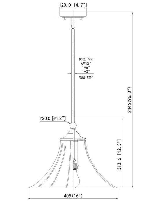 Z-Lite - 1958P16-MB - One Light Pendant - Fleur - Matte Black