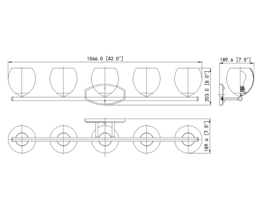 Z-Lite - 1963-5V-MB - Five Light Vanity - Colette - Matte Black