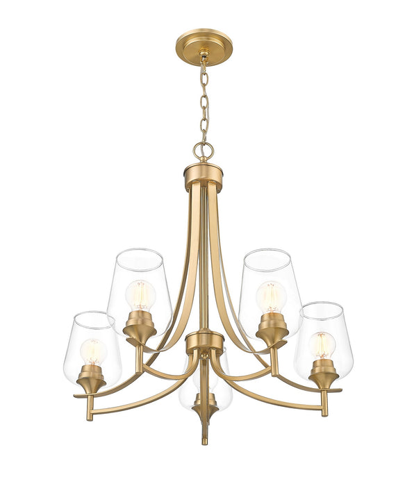 Z-Lite - 473-5BBR - Five Light Chandelier - Joliet - Burnished Brass