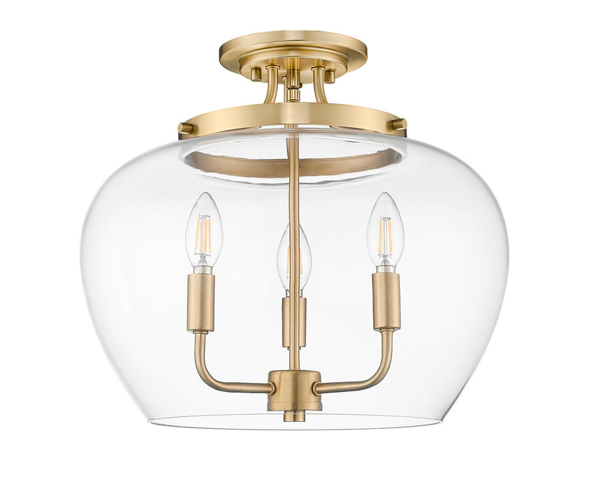 Z-Lite - 473SF-BBR - Three Light Semi Flush Mount - Joliet - Burnished Brass